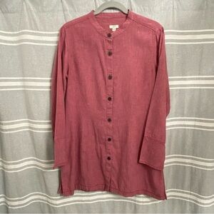 J.JILL / Dusty Rose Linen Blend Long Sleeve Button Front Tunic Size M